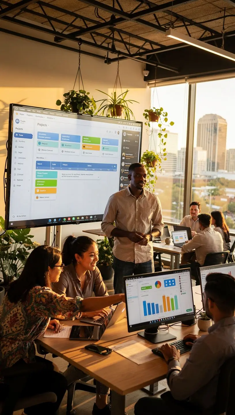 Team collaborating on continuous improvement strategies.